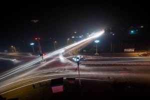 night traffic in Huozhou