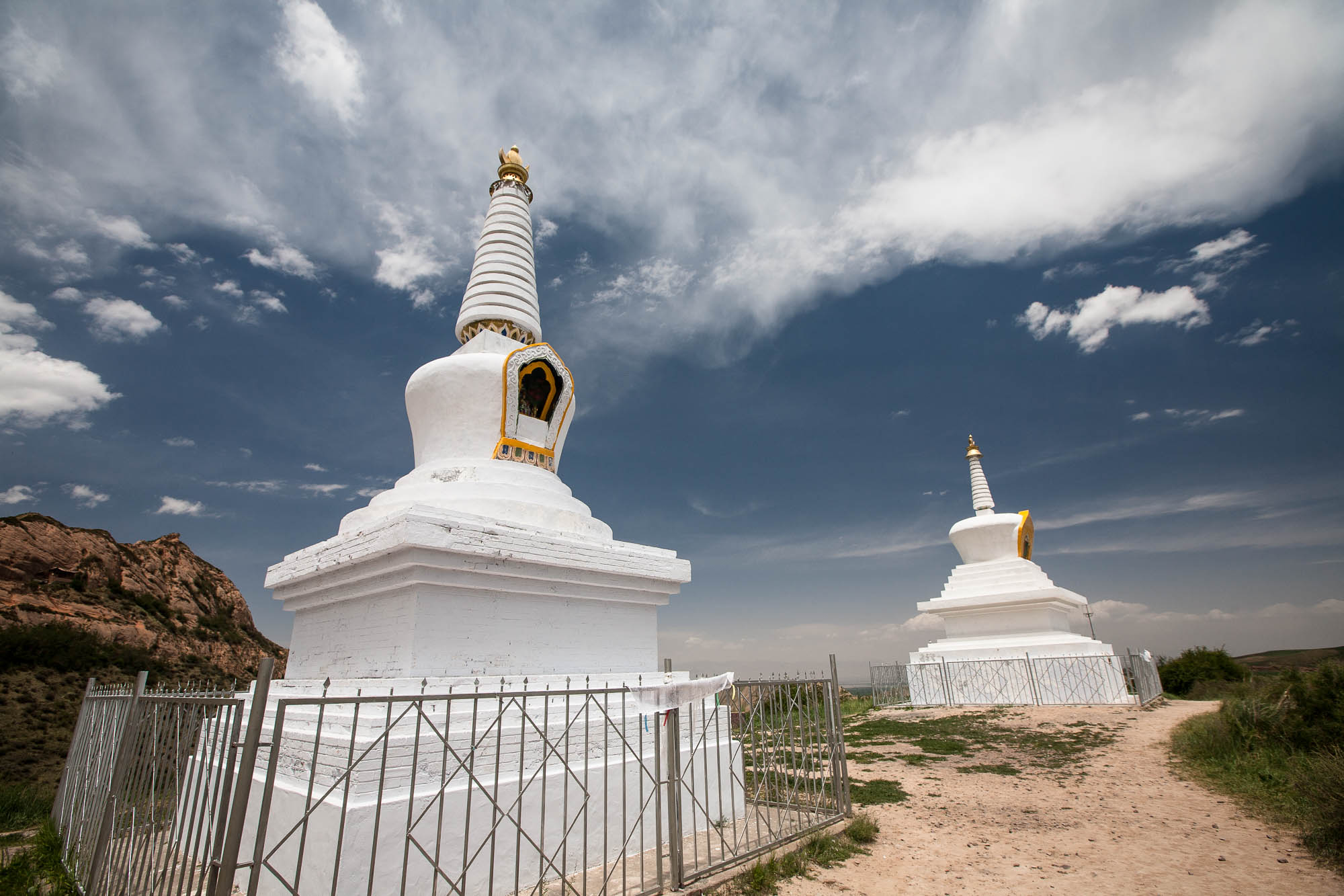 white stupas