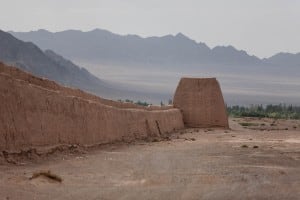 Great Wall with mountains