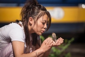 girl with bird