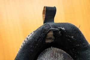 shoe damaged at the heel