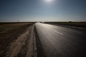 afternoon road in the Turkmen desert