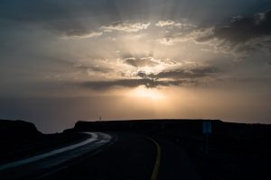 sunset and the road