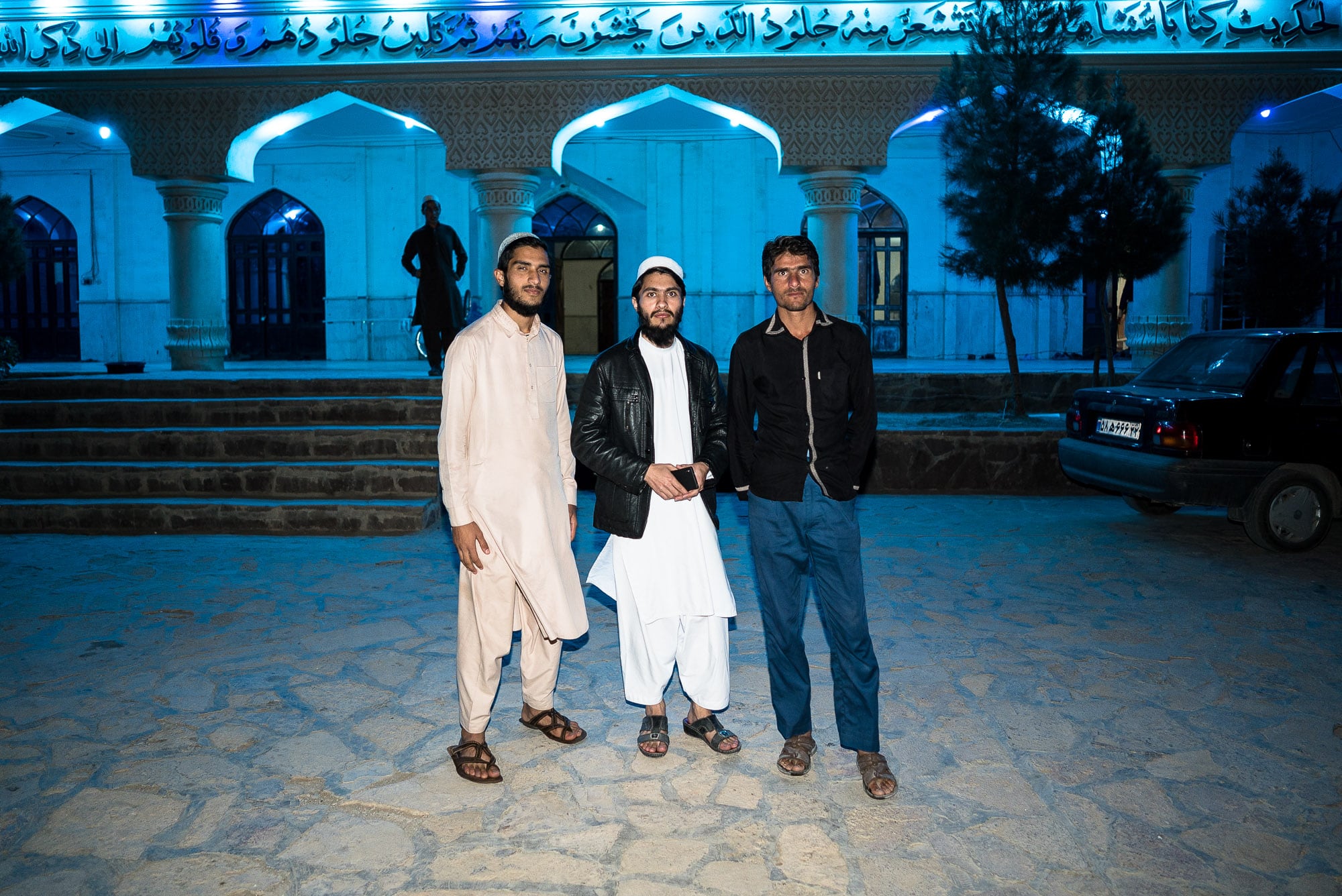 in front of the madrasa