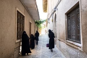 women in an alley in Gorgan