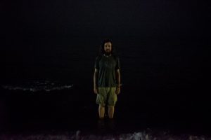 in the Caspian Sea at night