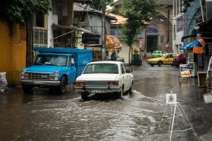 flooded street in Lahijan