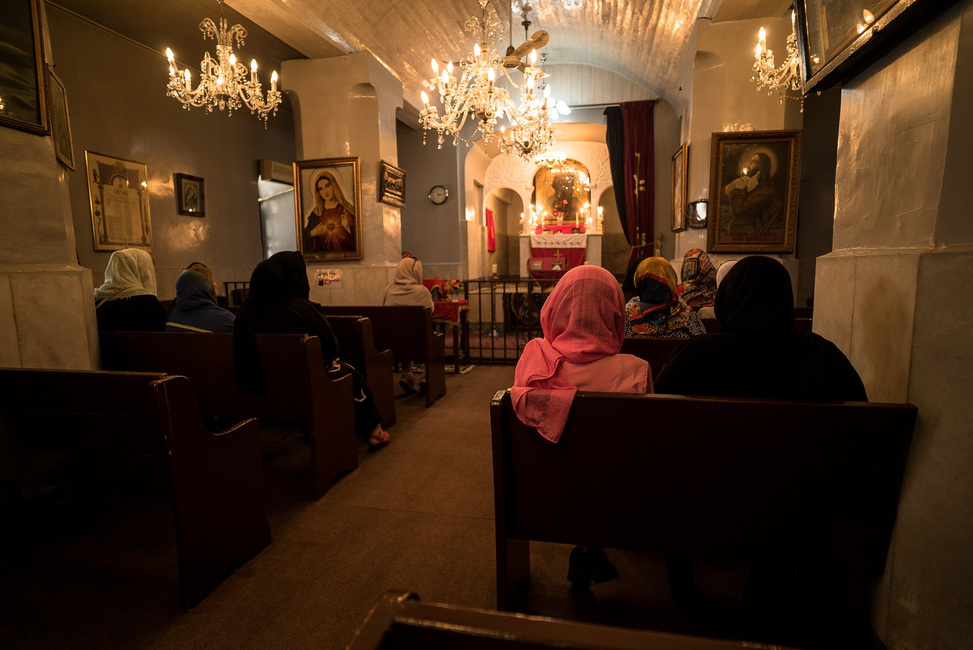 churchgoers in the Armenian church in Bandar Anzali