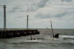 pier with shipwreck