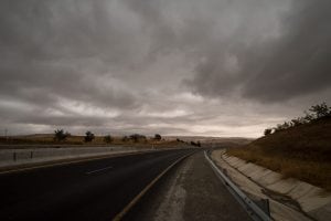 rainclouds over the road