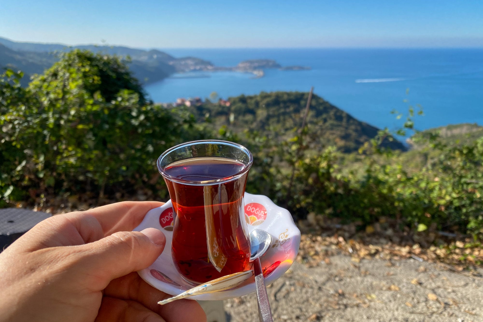 a glass of tea overlooking amasra