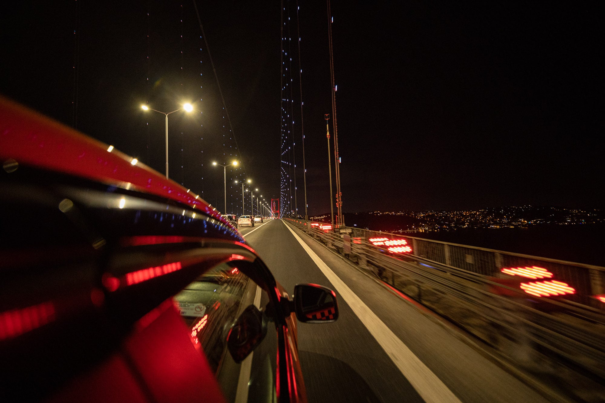 car ride over the Bosphorus Bridge