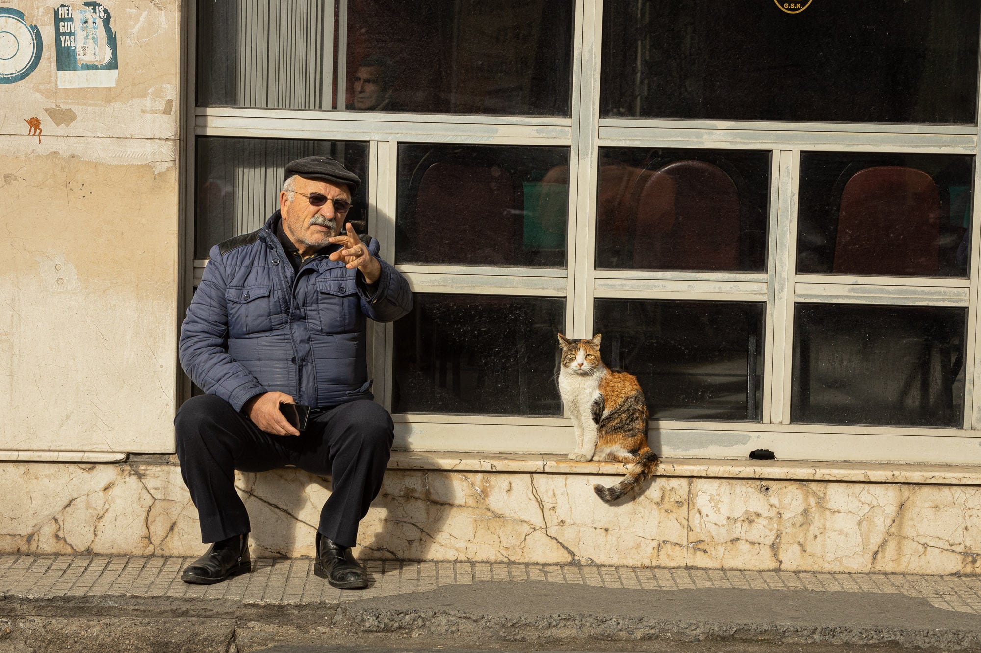 man and cat in Fatih
