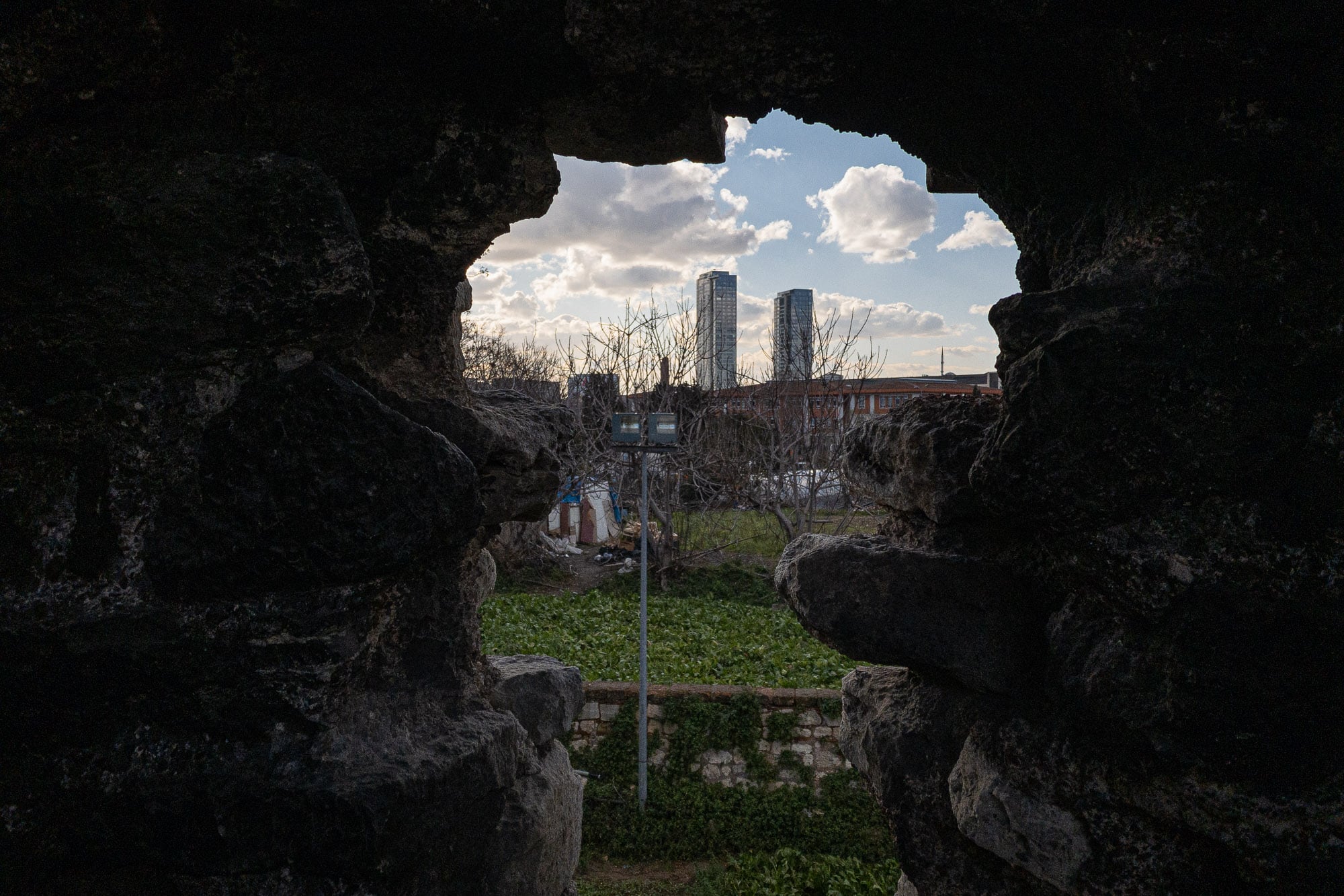 view out of the city wall at Yedikule Gate