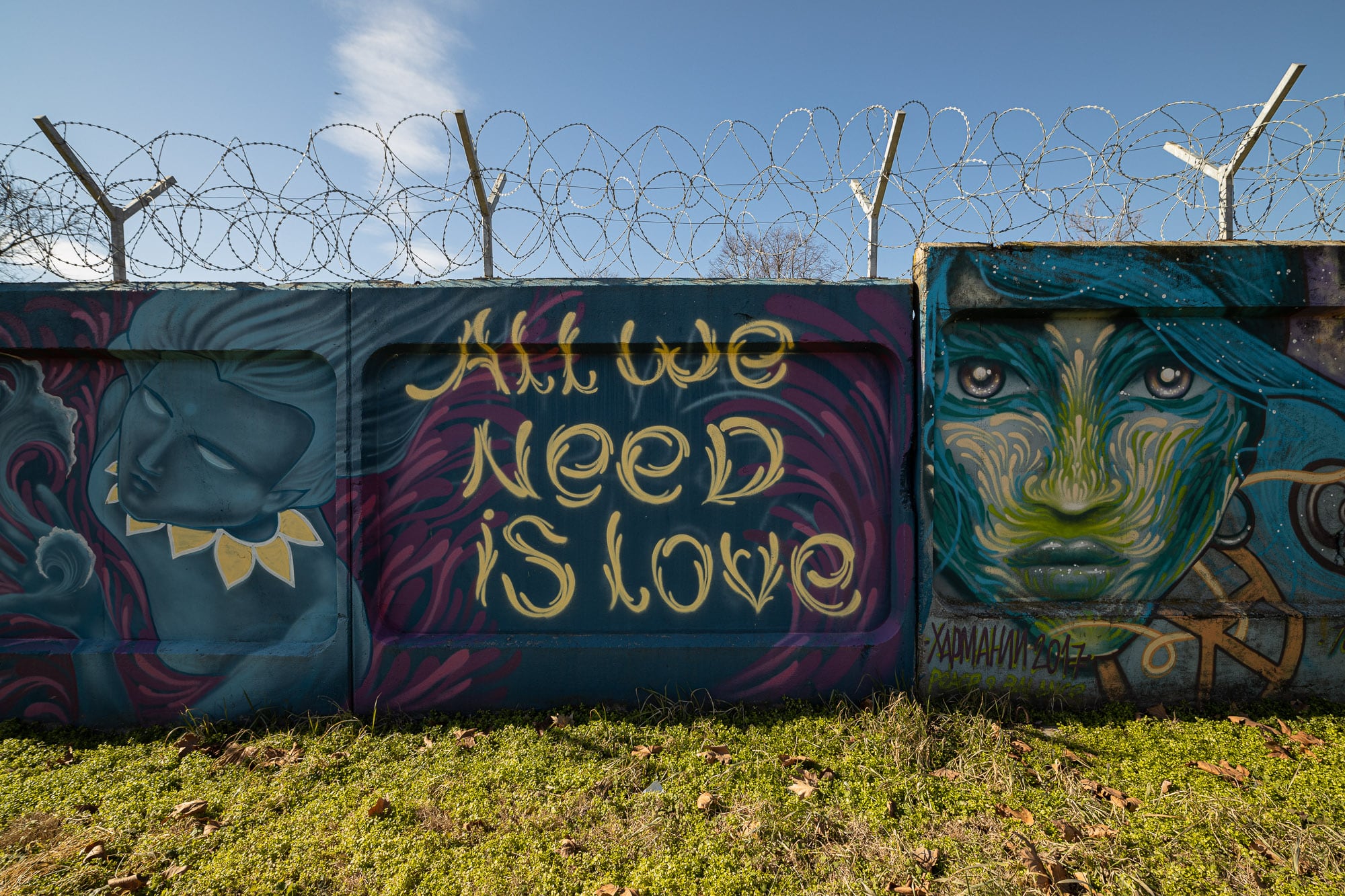 All We Need Is Love graffito at the Harmanli Refugee Camp
