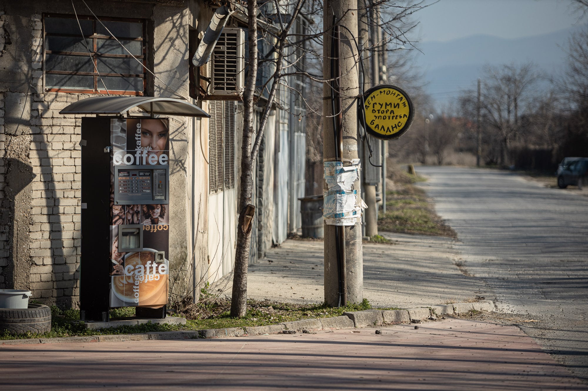 coffee machine on a street corner in Bulgaria