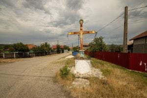 cross in a Romanian village