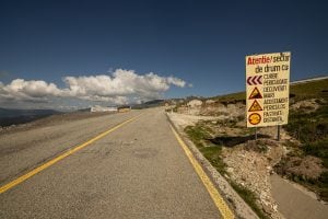 warning signs on the Transalpina