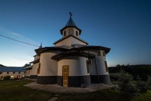 Orlat Monastery chapel at nightfall