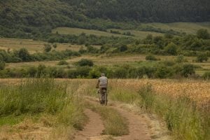 man on bicycle near Sibiu
