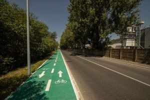 the bicycle lane out of Sibiu