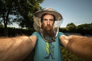 TLW in a beekeeper hat