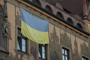 Ukrainian flag on the Ulm townhall