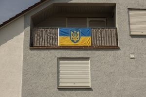 Ukrainian coat of arms in a German village