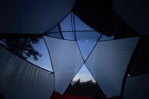 waking up in the tent
