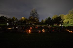 lights in the cemetery on All Saints