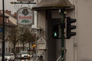 regular boring West German green traffic light in Fulda