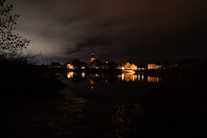 night scene on the river Weser