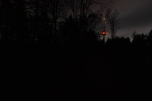 darkness and a TV tower in the Deister